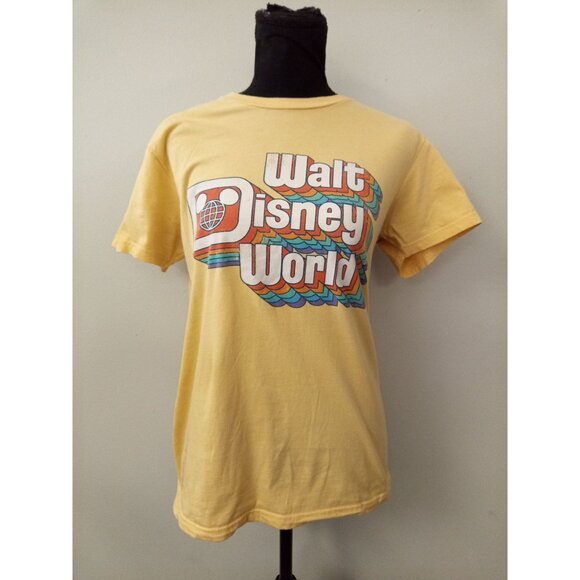 Walt Disney World Yellow Retro Throwback 70's Screenprint Short Sleeve T… - Picture 1 of 6